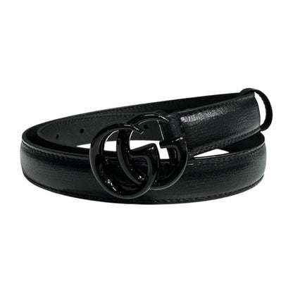 Gucci Belt Double Slim Leather Logo Black