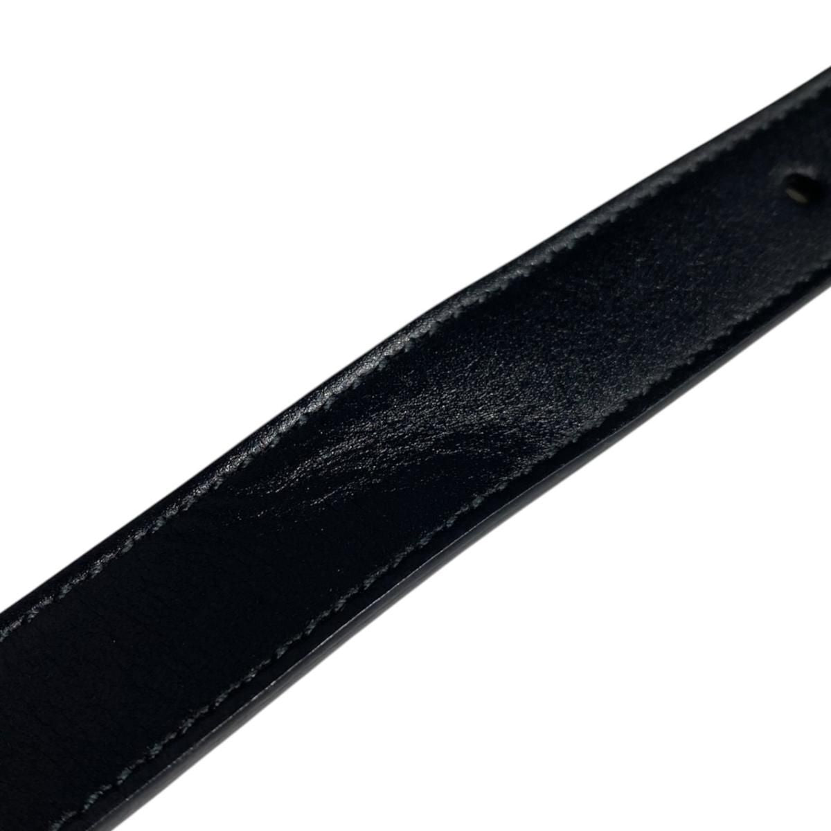 Gucci Belt GG Emblem Slim Leather Logo Black Gold — view 8