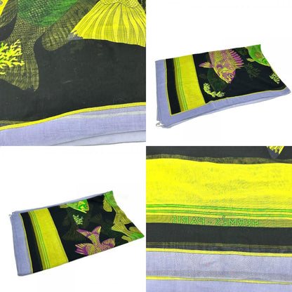 Hermes Shawl Fish Cotton Black Scarf — view 8