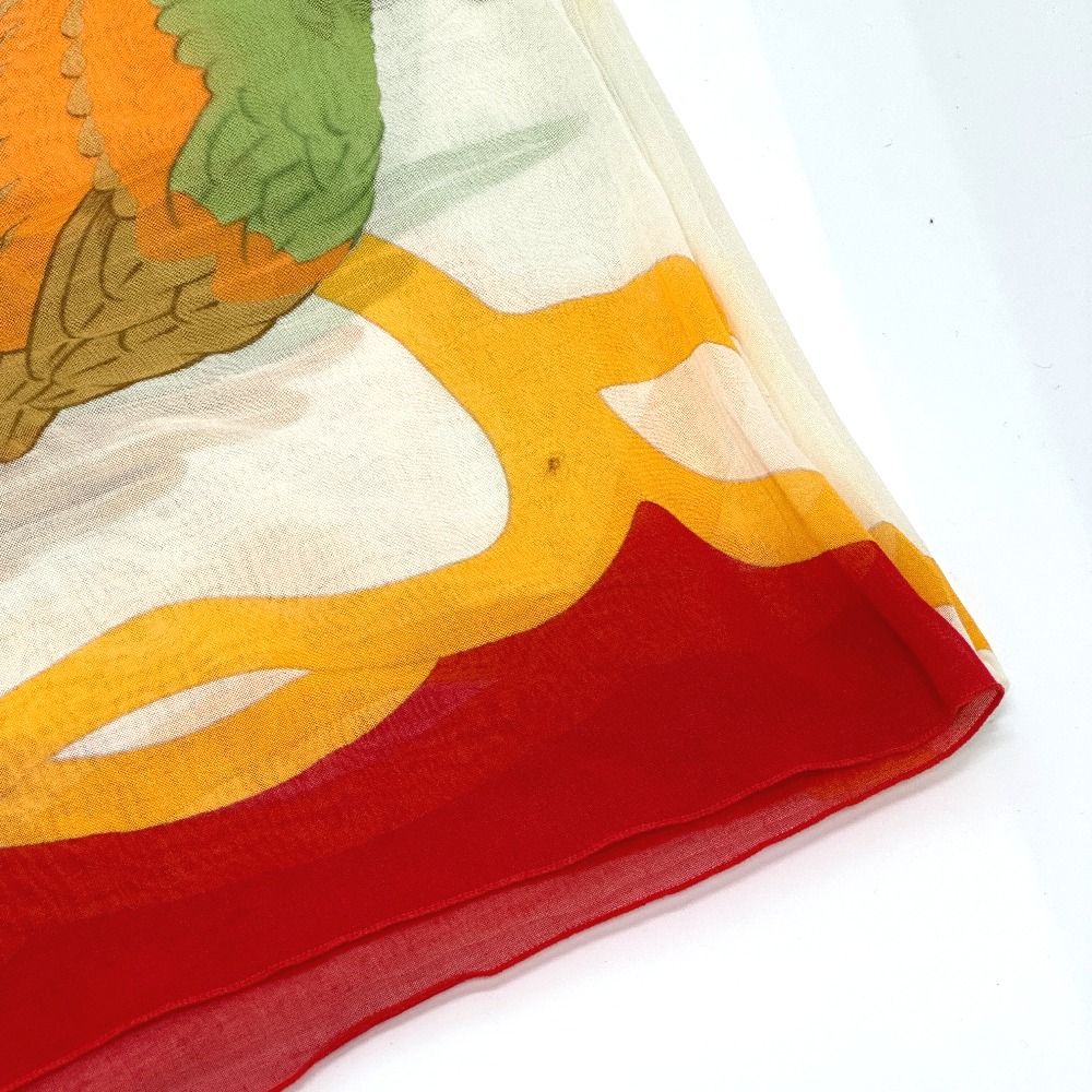 Hermes Shawl Parrot Print Cotton Red Scarf — view 7