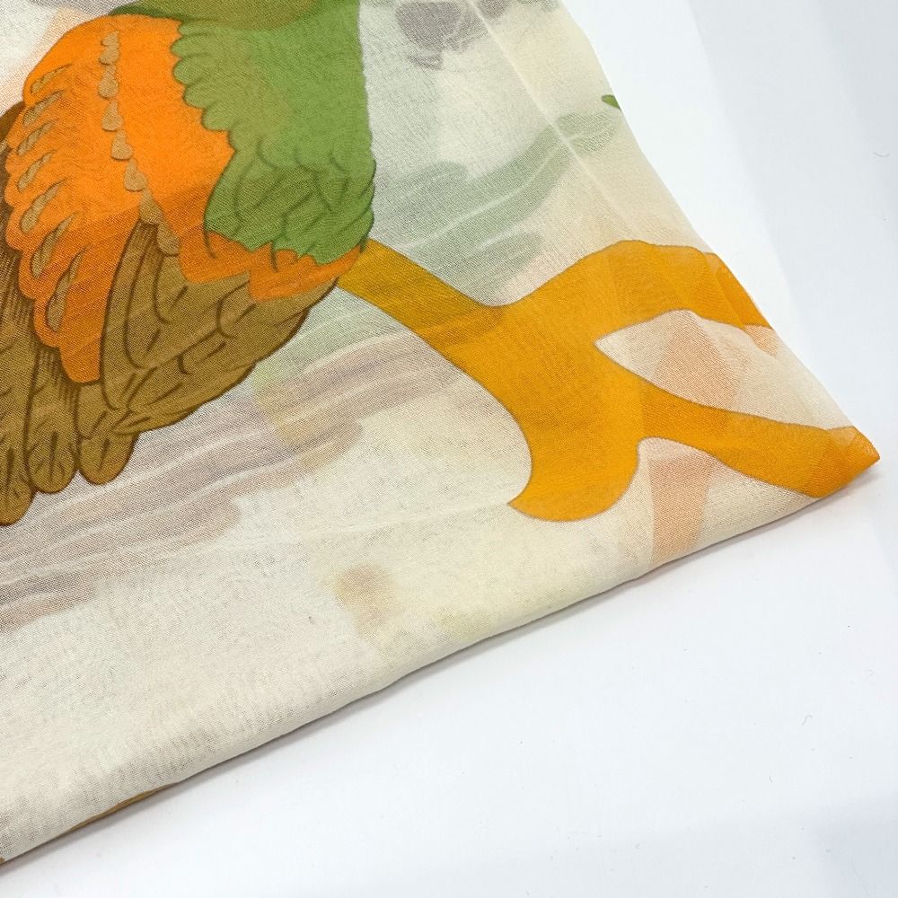 Hermes Shawl Parrot Print Cotton Red Scarf — view 6