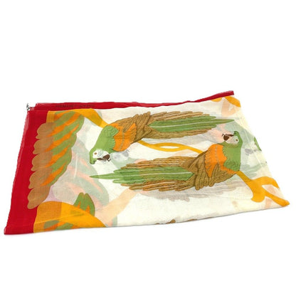 Hermes Shawl Parrot Print Cotton Red Scarf — view 5