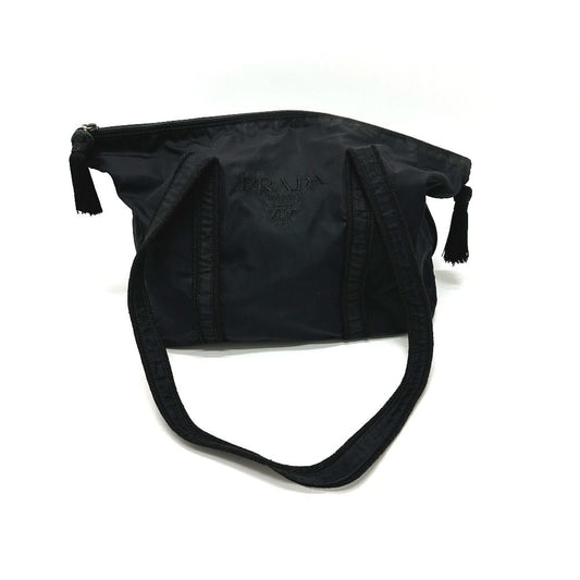 Prada Tote Bag Embroidery Logo Nylon Black
