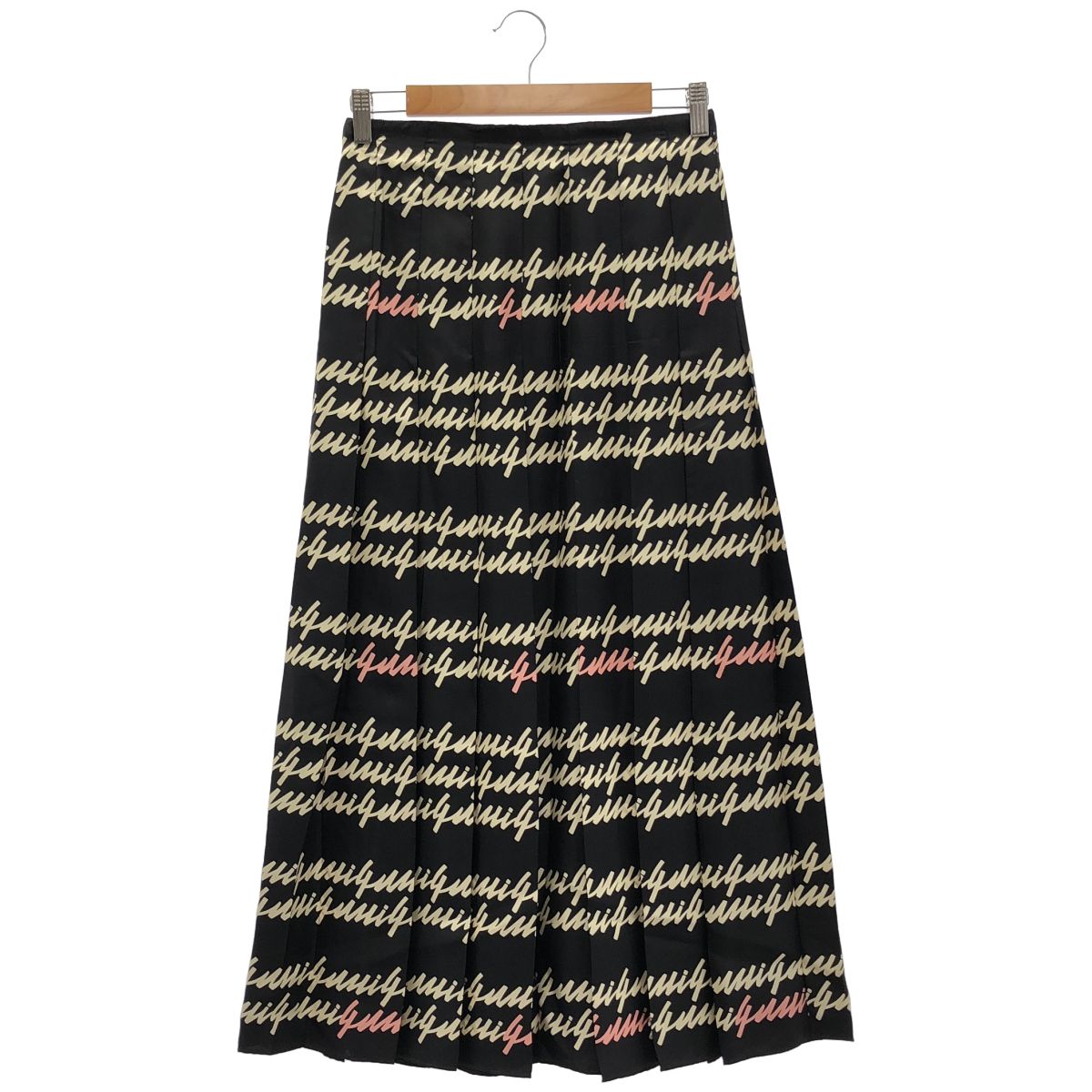 Gucci Black Silk 100 Script Print Skirt 38