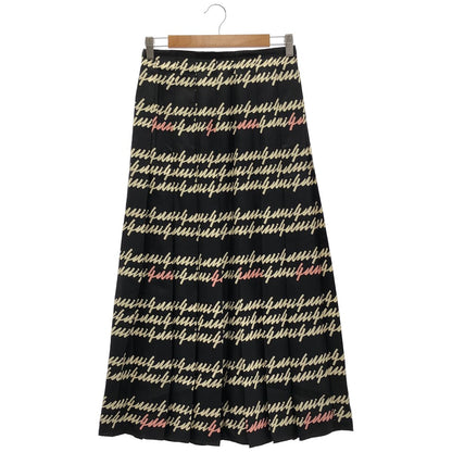 Gucci Black Silk 100 Script Print Skirt 38