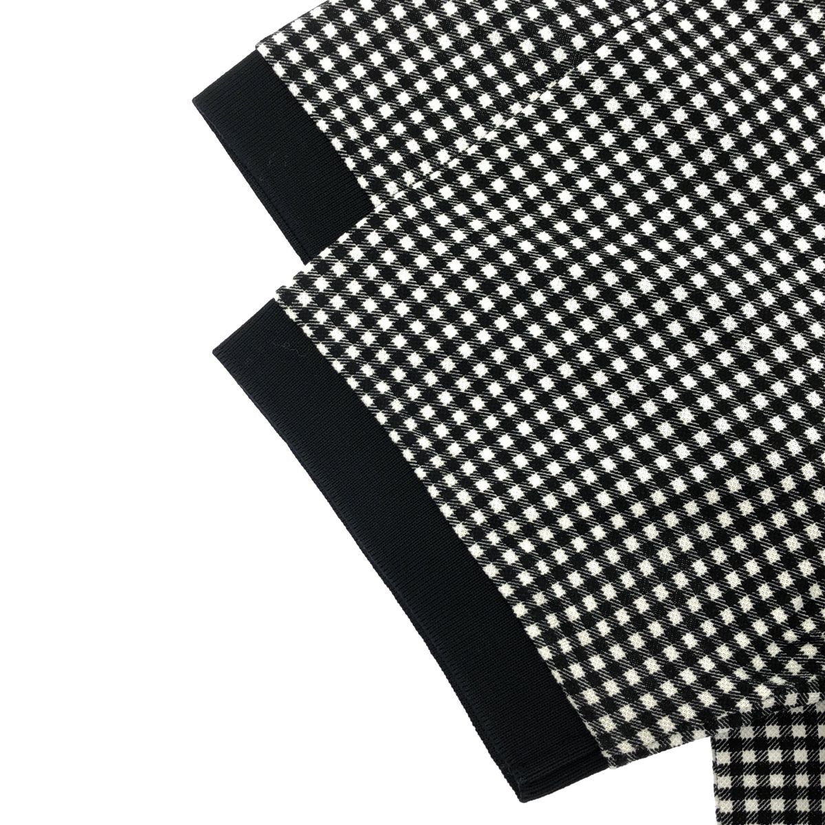 Prada Black White Gingham Check Triangle Logo Polo — view 6
