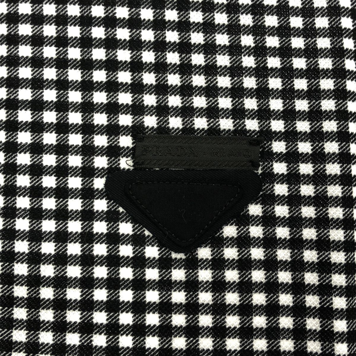 Prada Black White Gingham Check Triangle Logo Polo — view 8