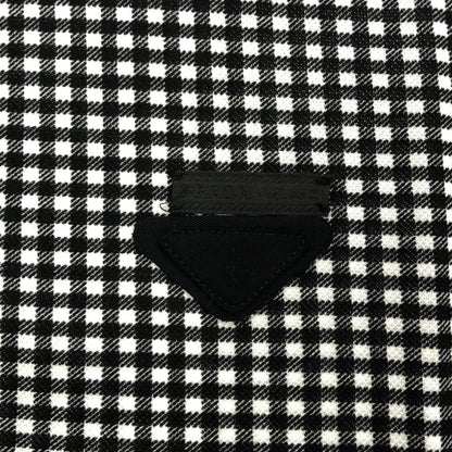 Prada Black White Gingham Check Triangle Logo Polo — view 8