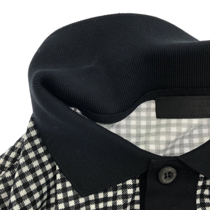 Prada Black White Gingham Check Triangle Logo Polo — view 7