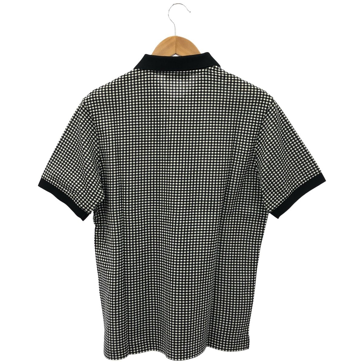 Prada Black White Gingham Check Triangle Logo Polo — view 2