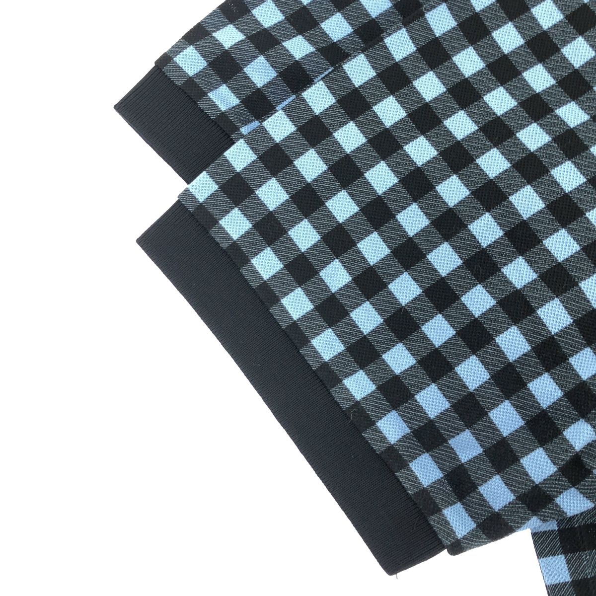 Prada Blue Gingham Check Triangle Logo Polo — view 6