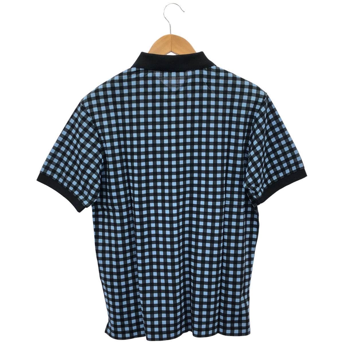 Prada Blue Gingham Check Triangle Logo Polo — view 2