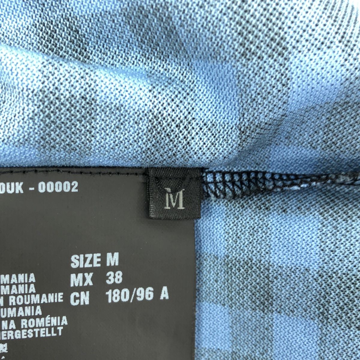 Prada Blue Gingham Check Triangle Logo Polo — view 4