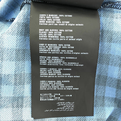 Prada Blue Gingham Check Triangle Logo Polo — view 3