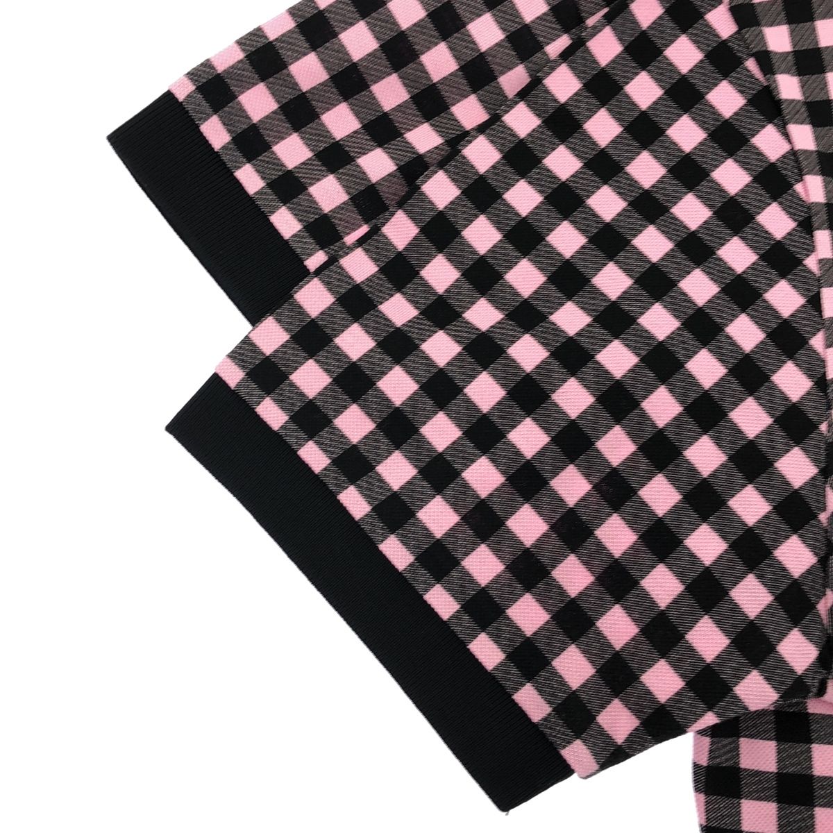Prada Pink Gingham Check Triangle Logo Polo — view 6
