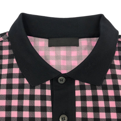 Prada Pink Gingham Check Triangle Logo Polo — view 8