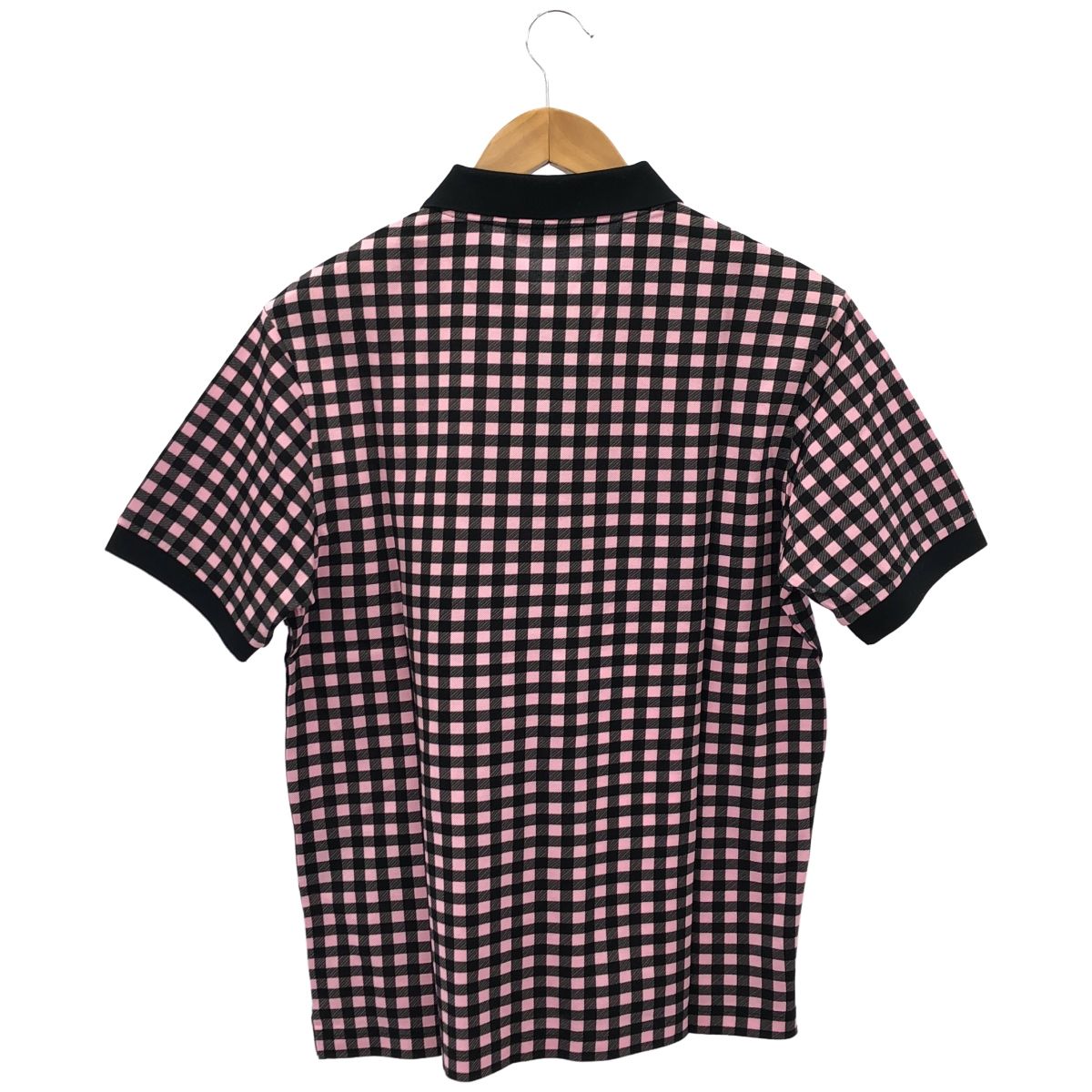 Prada Pink Gingham Check Triangle Logo Polo — view 2
