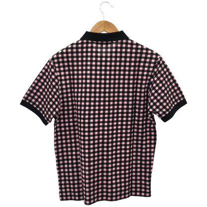 Prada Pink Gingham Check Triangle Logo Polo — view 2