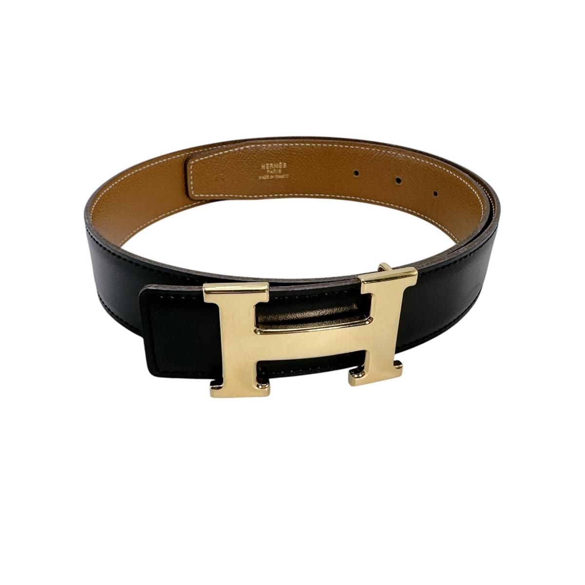 Hermes Constance Riba Belt Black Brown