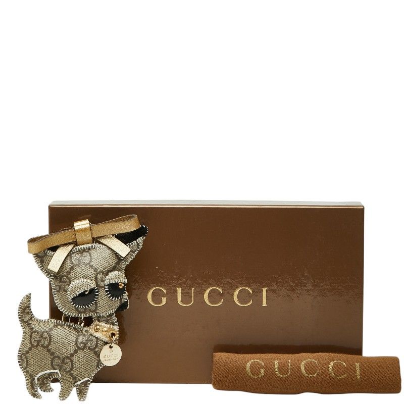 Gucci GG Supreme Oli Chihuahua Key Holder Charm Beige Leather — view 5