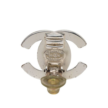 Chanel 96A CC Logo Turnlock Vintage Earrings Silver Metal — view 3