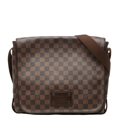 Louis Vuitton Damier Brooklyn MM Messenger Bag Crossbody Brown Leather