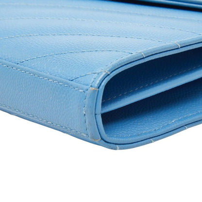 Saint Laurent Cassandra Envelope Chain Wallet Shoulder Bag Blue Gold Leather — view 4