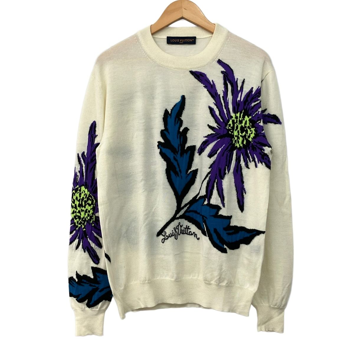 Louis Vuitton Long Sleeve Sweater M White Light Purple Multi Crew