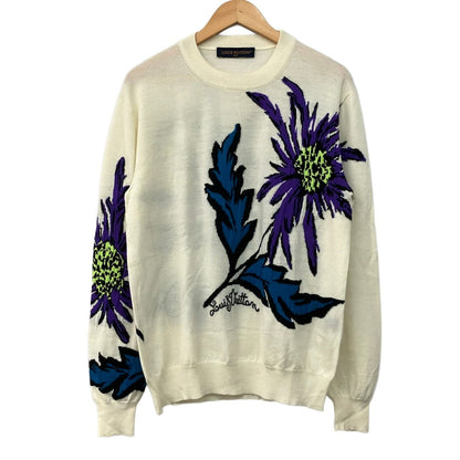 Louis Vuitton Long Sleeve Sweater M White Light Purple Multi Crew