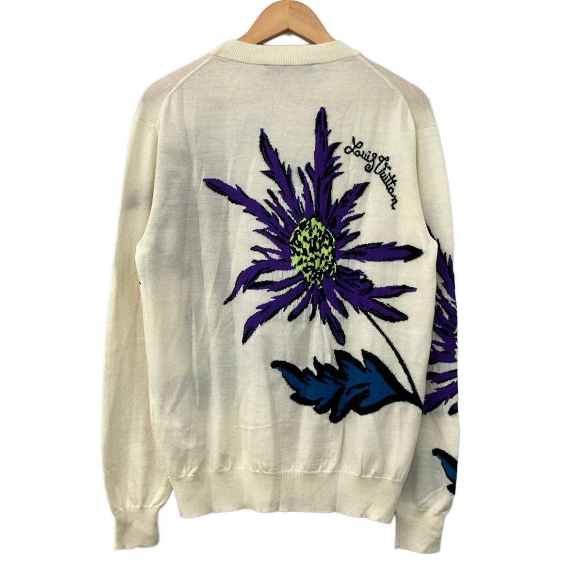 Louis Vuitton Long Sleeve Sweater M White Light Purple Multi Crew — view 2