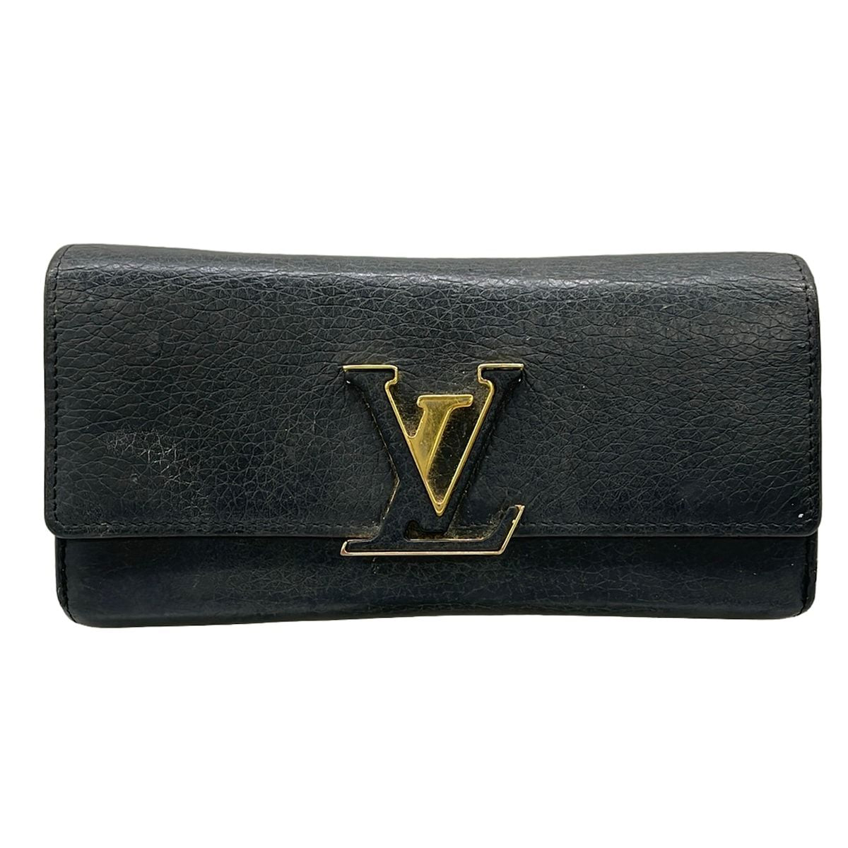 Louis Vuitton Wallet Capucines Portefeuille Noir Initial Leather