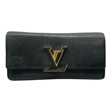 Louis Vuitton Wallet Capucines Portefeuille Noir Initial Leather