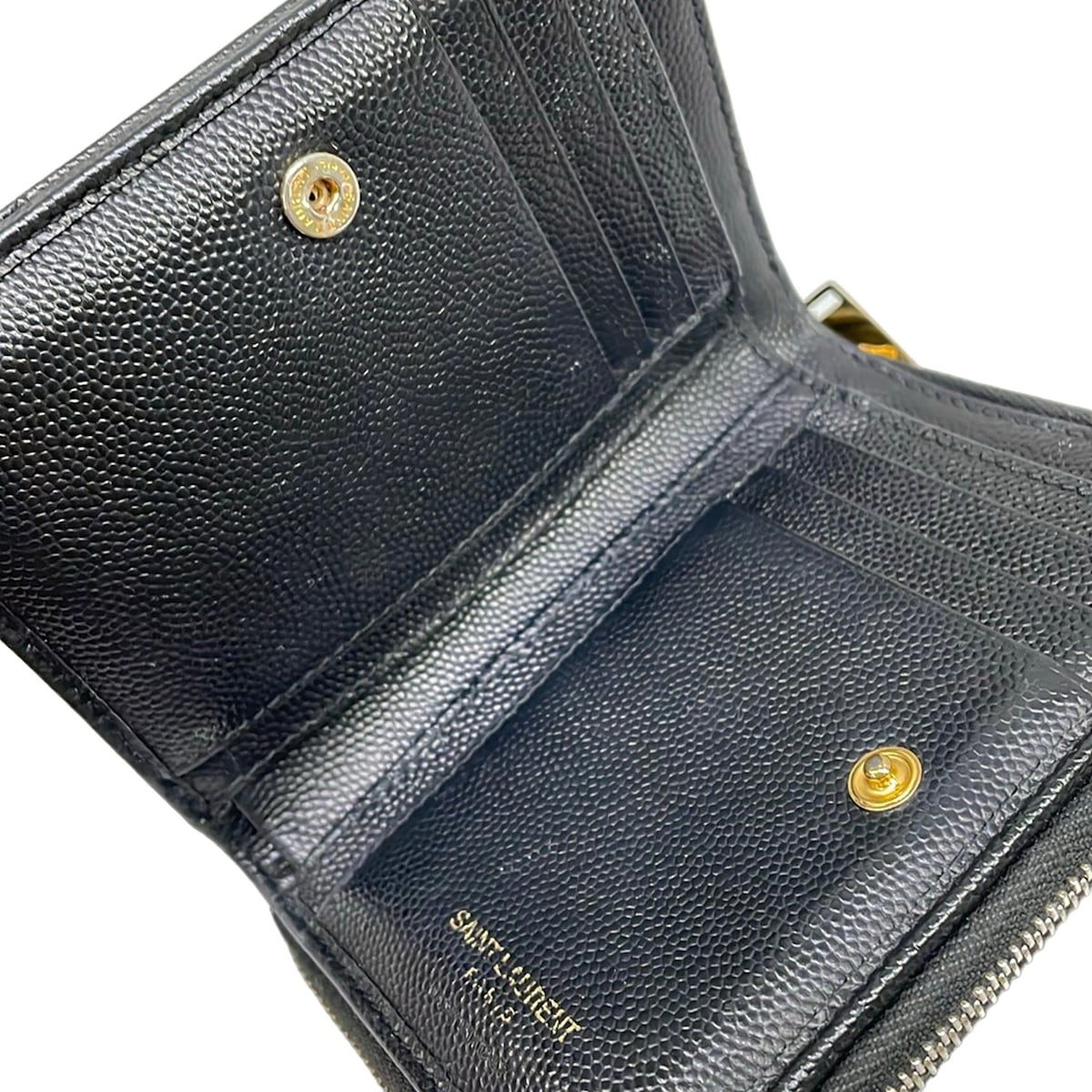 Saint Laurent Paris Bifold Wallet Monogram Compact Zip Black Zip Around Leather — view 3