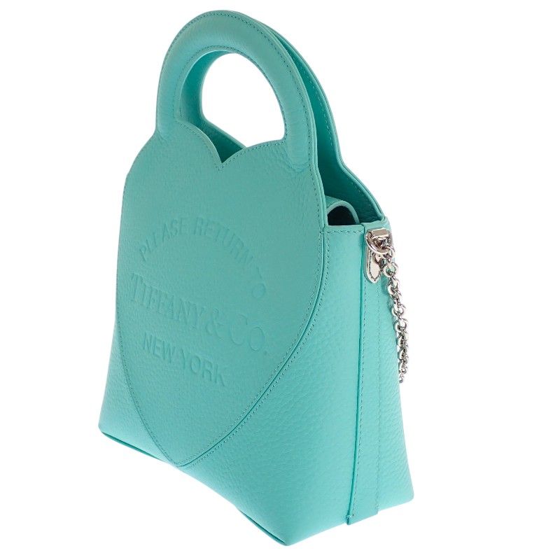 Tiffany & Co Return to Tote Bag 2-Way Hand Shoulder Leather Blue Silver — view 4
