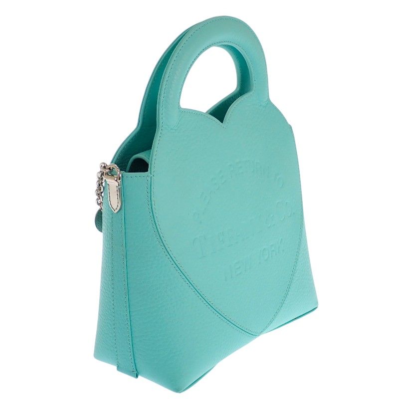 Tiffany & Co Return to Tote Bag 2-Way Hand Shoulder Leather Blue Silver — view 5