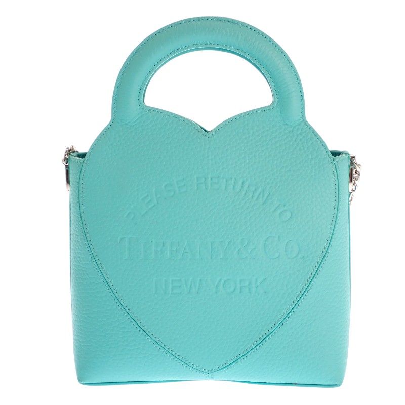 Tiffany & Co Return to Tote Bag 2-Way Hand Shoulder Leather Blue Silver — view 2