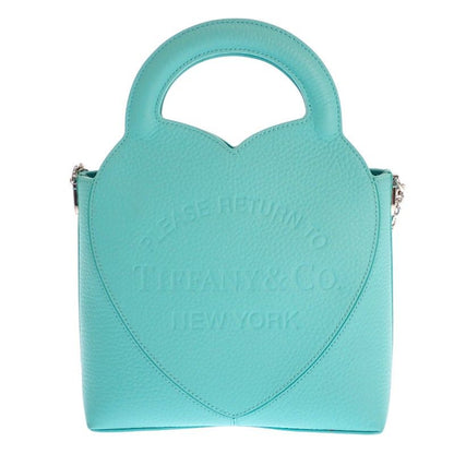 Tiffany & Co Return to Tote Bag 2-Way Hand Shoulder Leather Blue Silver — view 2