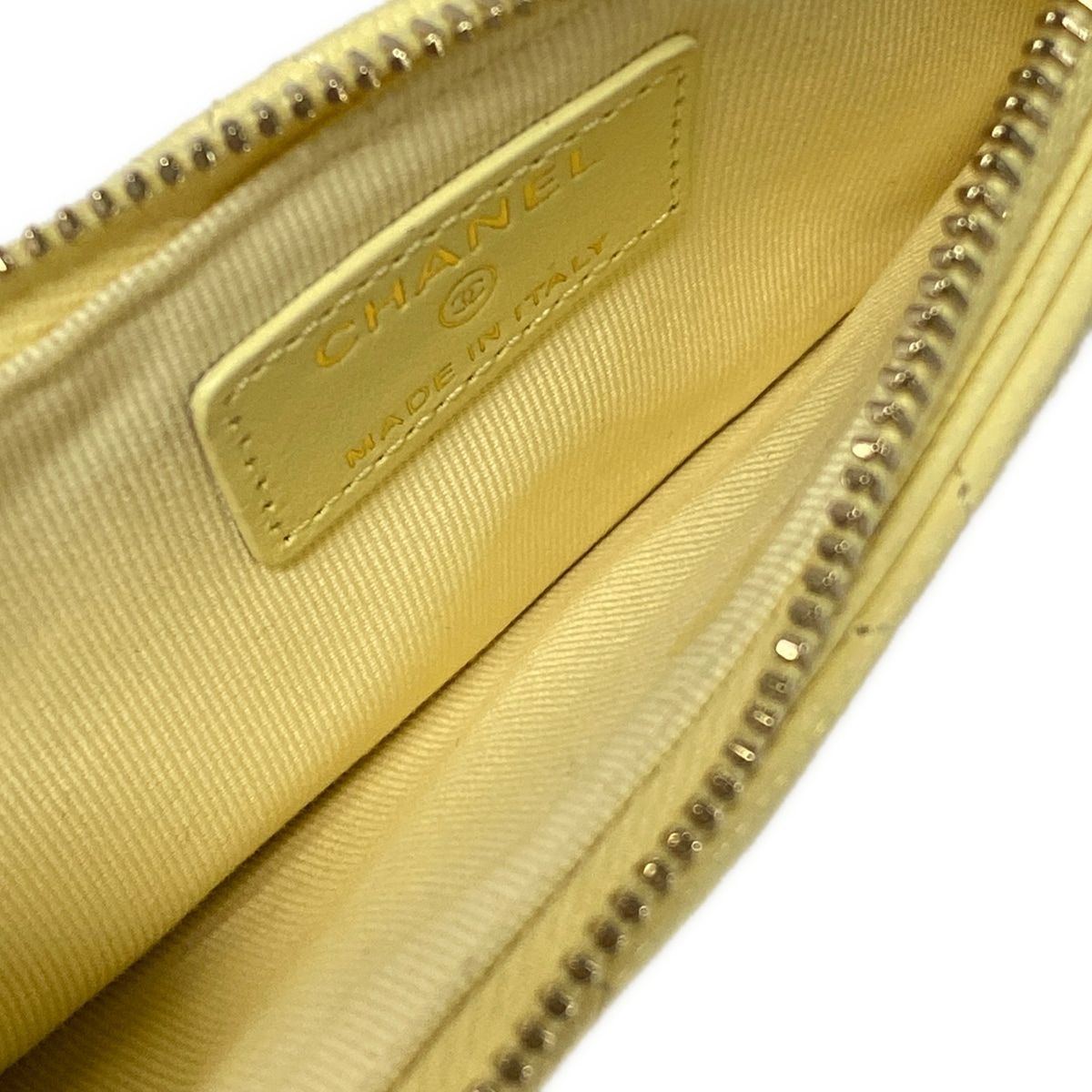 Chanel Coin Case Quilted Light Yellow Card Included — view 3