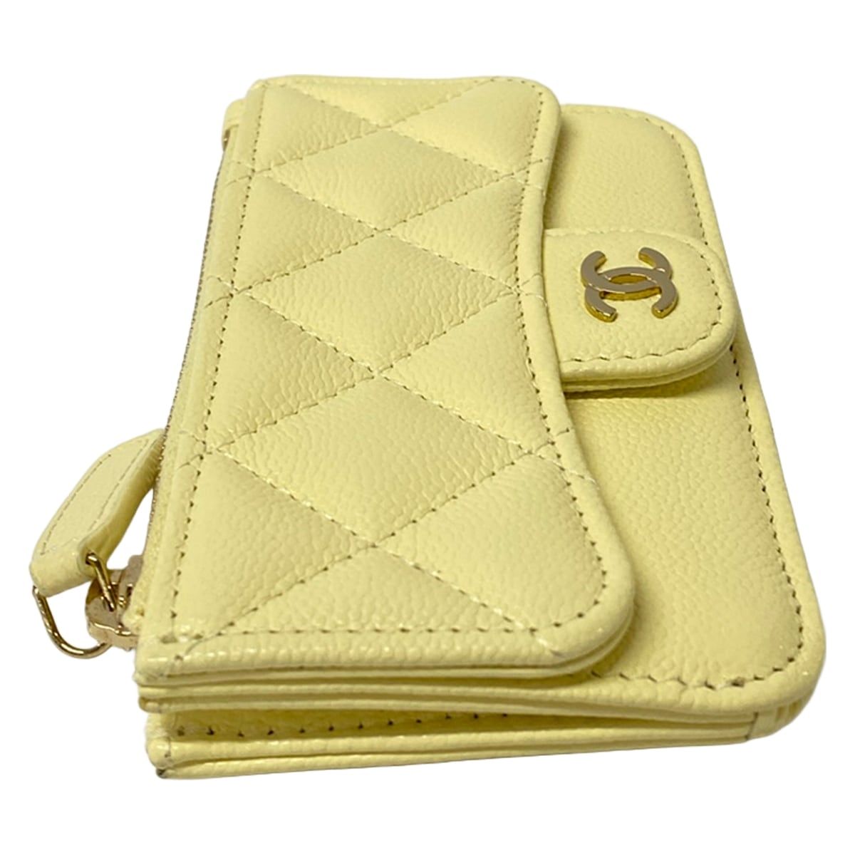 Chanel Coin Case Quilted Light Yellow Card Included — view 7