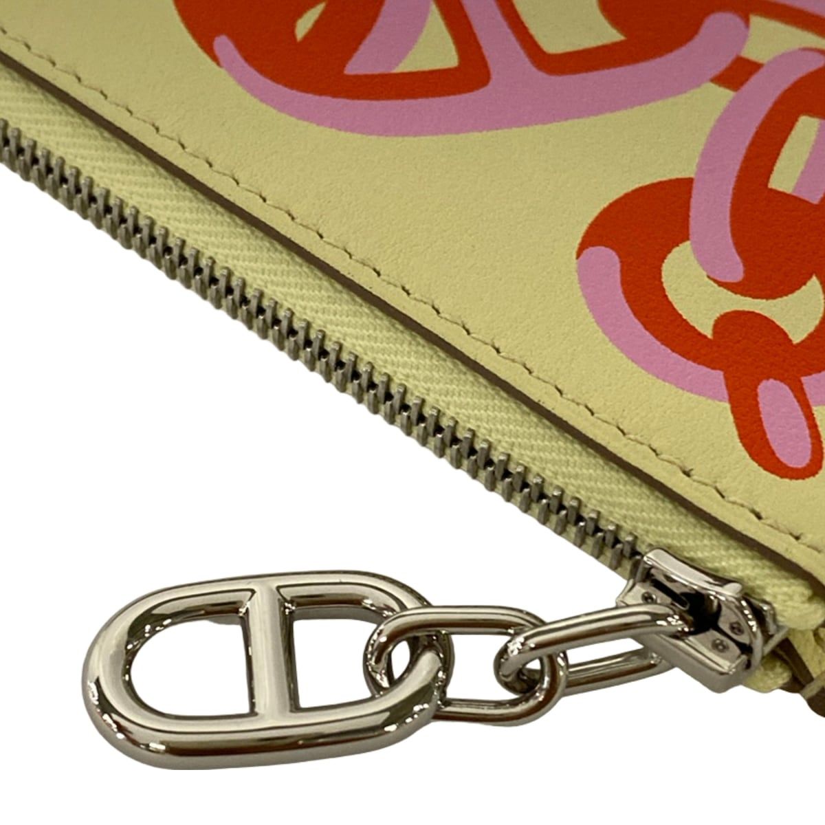 Hermes Card Case Zip Azap Chaine D'ancre Jaune Poussin Capucines Pink Silver — view 5