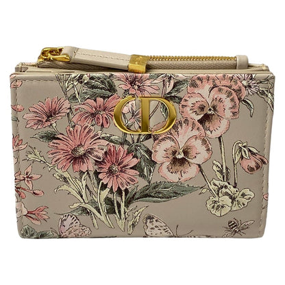 Dior Bifold Wallet Lucky Dio Lucaro Dahlia Pink Beige Multi