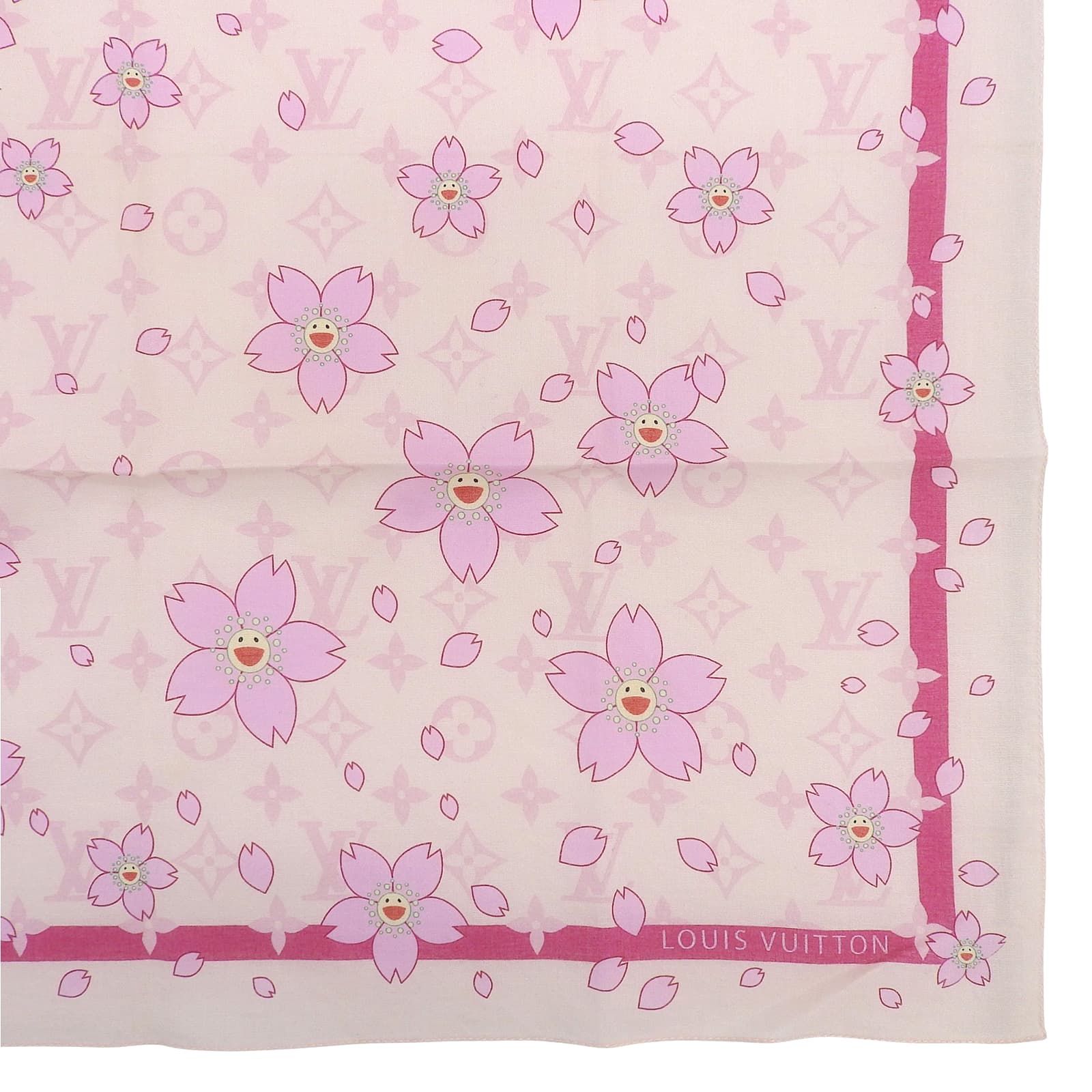 Louis Vuitton Murakami Takashi Cotton 100% Monogram Cherry Blossom Scarf — view 5