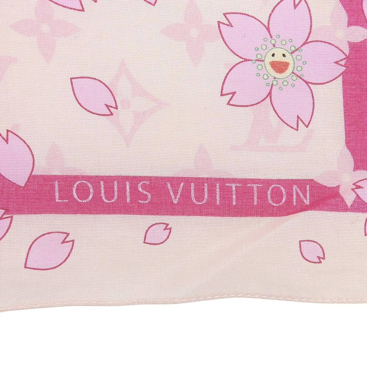 Louis Vuitton Murakami Takashi 100% Cotton Monogram Cherry Blossom Scarf — view 6