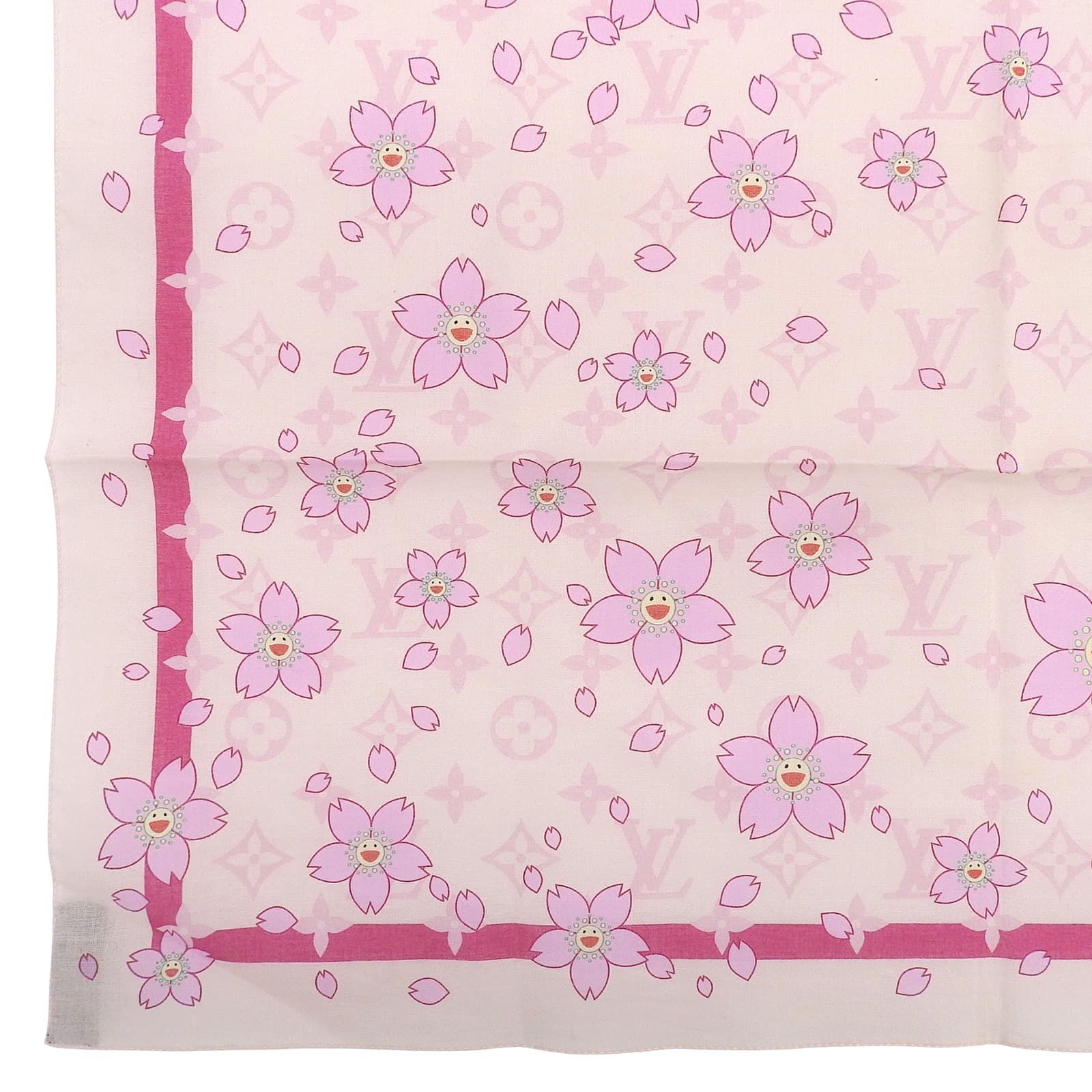 Louis Vuitton Murakami Takashi Cotton 100% Monogram Cherry Blossom Scarf — view 4