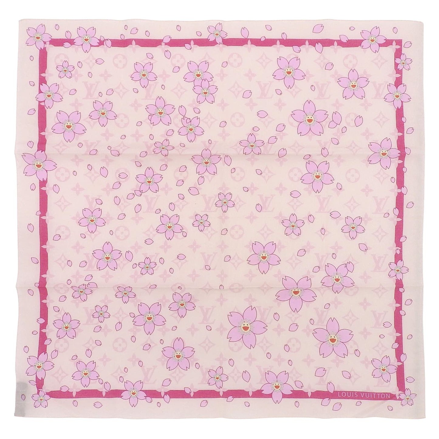 Louis Vuitton Murakami Takashi Cotton 100% Monogram Cherry Blossom Scarf