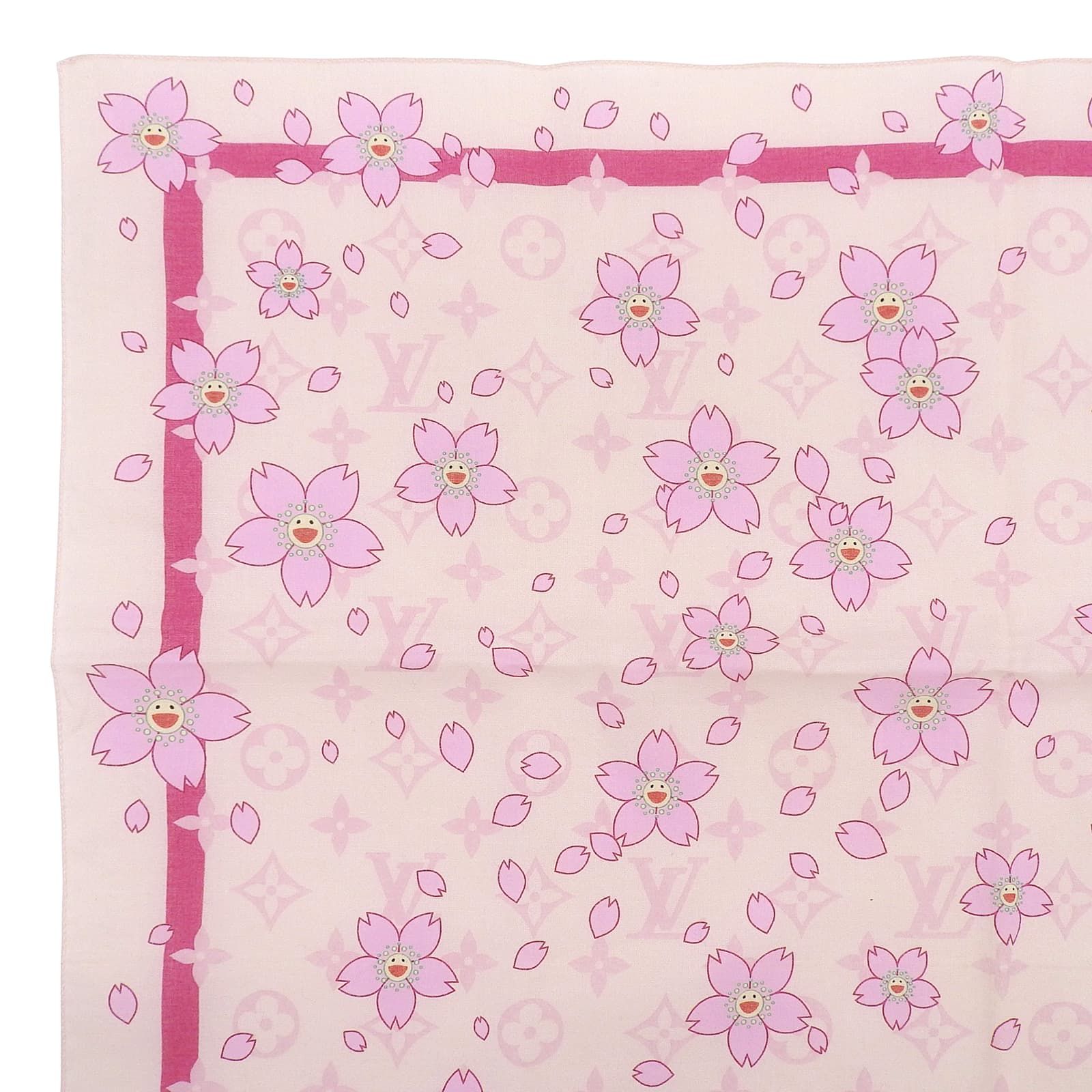 Louis Vuitton Murakami Takashi Cotton 100% Monogram Cherry Blossom Scarf — view 2