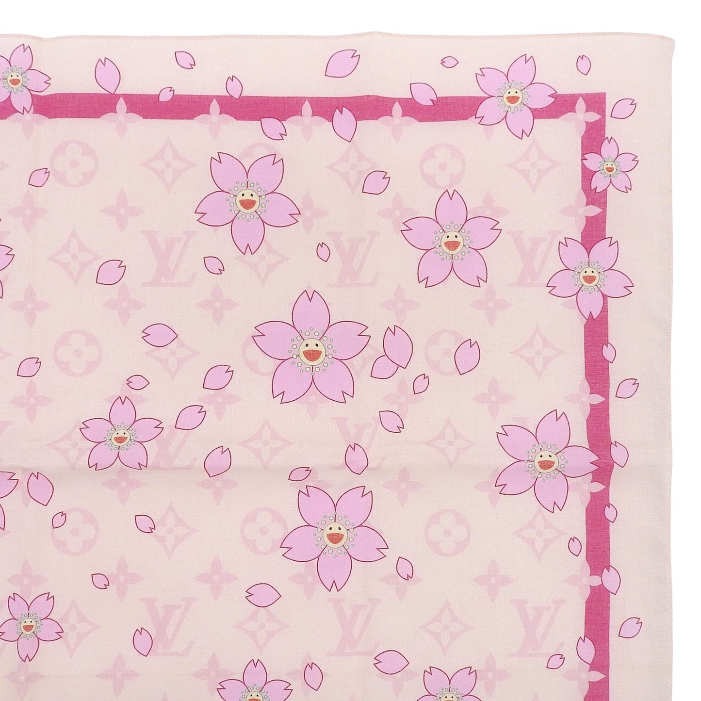Louis Vuitton Murakami Takashi Cotton 100% Monogram Cherry Blossom Scarf — view 3
