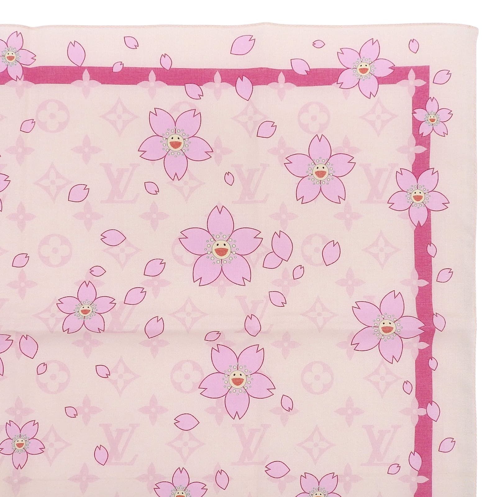 Louis Vuitton Murakami Takashi Cotton 100% Monogram Cherry Blossom Scarf — view 3