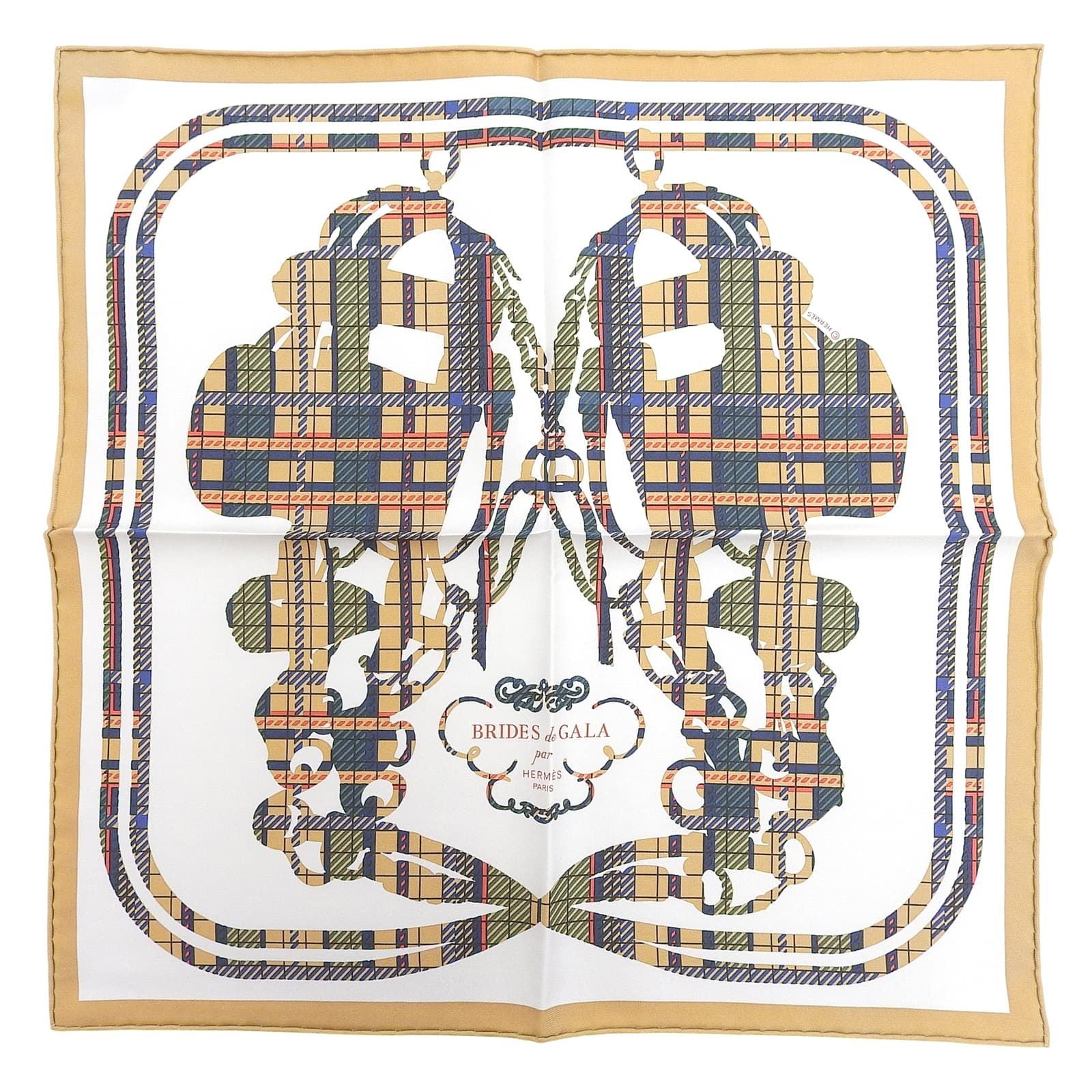 Hermes Carre 45 Brides de Gala Ceremonial Bridle Silk 100% Scarf Multi