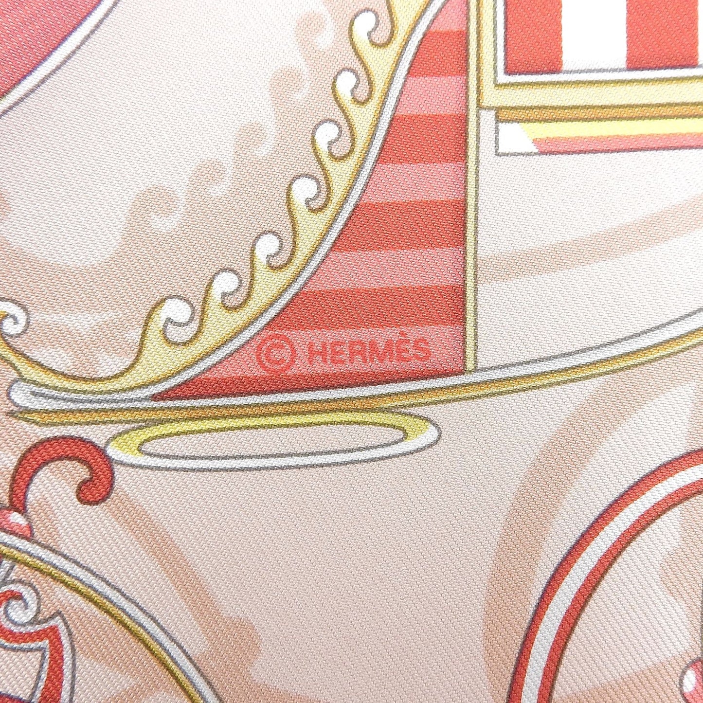 Hermes Carre 45 Voitures en Nquilibre Elaborate Carriage Silk 100% Scarf Pink — view 8